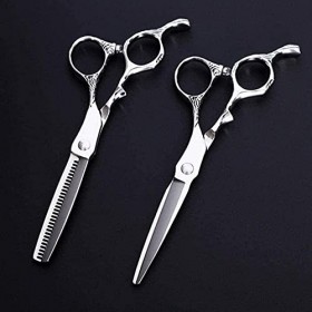 Ciseaux de coiffeur, ensemble de ciseaux de coiffure avec ciseaux amincissants de 15.2 Cm, couleur argent, pour barbier ou us...