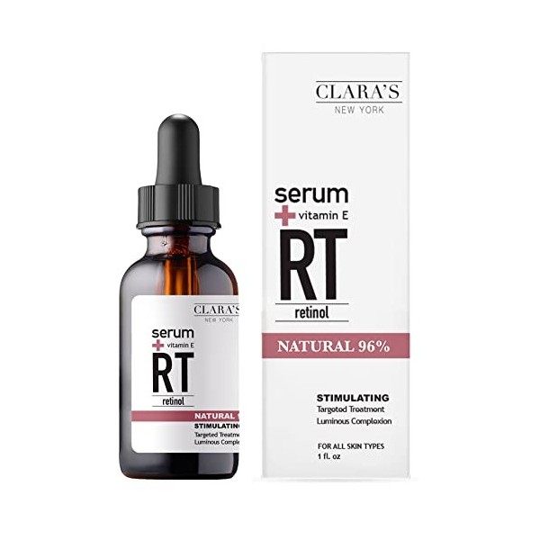 Claras New York Stimulating Retinol Facial Serum Reduces Fine Lines and Wrinkles, For all Skin Types 30ml