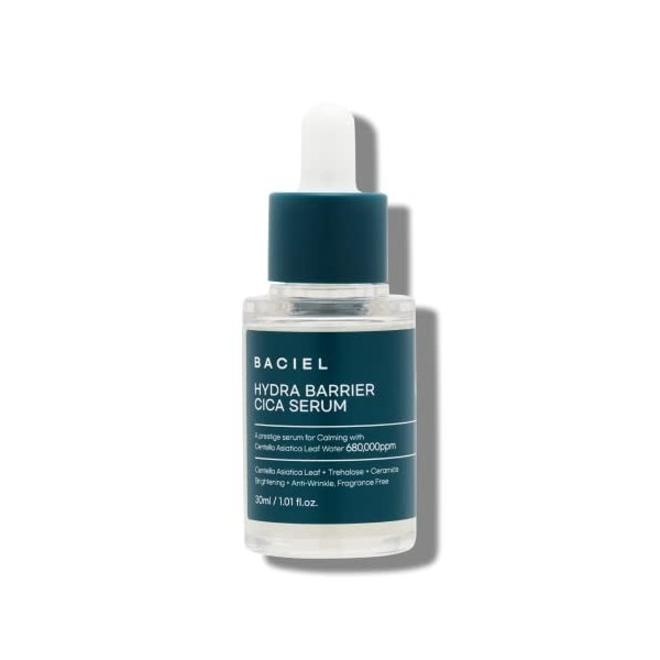 BACIEL - HYDRA BARRIER CICA SERUM 30 ml, 1.01 fl.oz - 68% Centella Leaf, Trehalose, Ceramide - Fragrance Free - Light Korean 