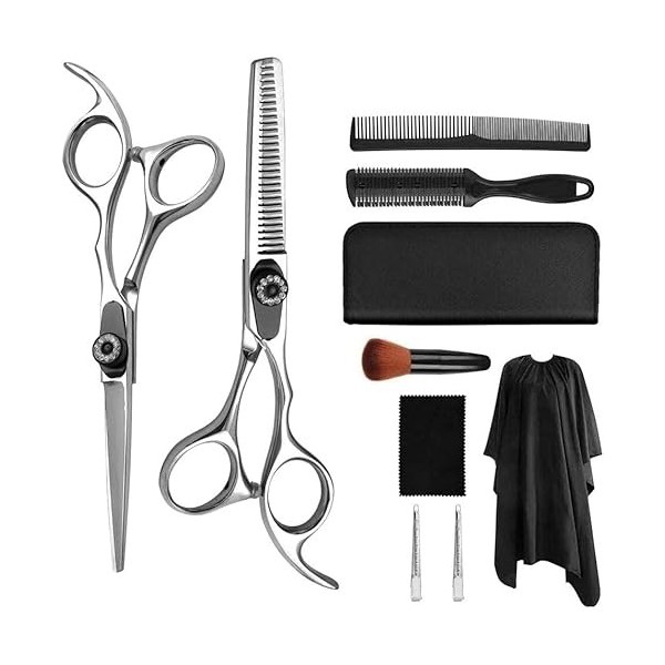 Ensemble de ciseaux de coiffure professionnel, kit de ciseaux de coupe pour amincissement des cheveux, pour hommes et femmes,