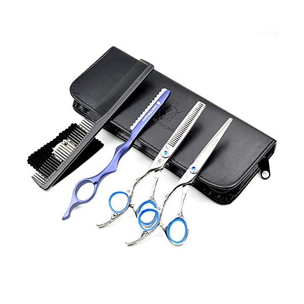 WYGC Scissors Gaucher Ciseaux Coiffure 6.0",Ciseaux de Coiffeur 9CR13 Super Sharp Combinaison Set Parfait pour  Coiffeur gauc