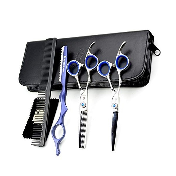 WYGC Scissors Gaucher Ciseaux Coiffure 6.0",Ciseaux de Coiffeur 9CR13 Super Sharp Combinaison Set Parfait pour  Coiffeur gauc