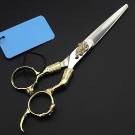 Ciseaux de coupe de cheveux, 6 pouces professionnels 440c rétro ciseaux de cheveux coupés en or coupe de cheveux de coiffeur ...