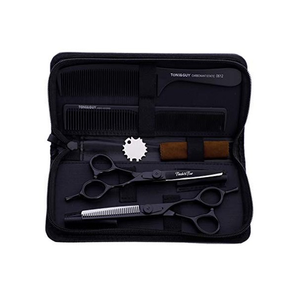 Ensemble de ciseaux de coiffure professionnels, ciseaux en acier inoxydable de 6,0 "17 cm cisailles droites + cisaillement d