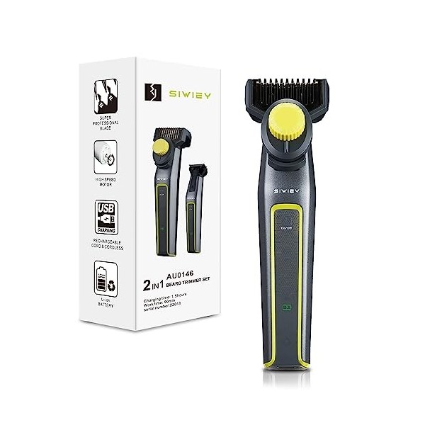 siwiey Tondeuse à barbe pour homme, rasoir électrique avec cadran de précision, tondeuse à moustache réglable, indicateur LCD