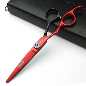 HAOTING Ciseaux de Coiffeur Japon Ciseaux de Coiffure Professionnels Coupe de Coiffeur gaucher Noir + Rouge 2pcs Rasage et ...