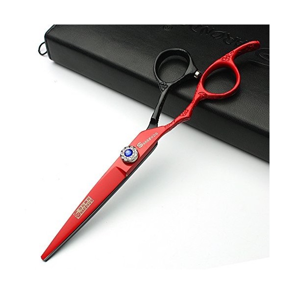 HAOTING Ciseaux de Coiffeur Japon Ciseaux de Coiffure Professionnels Coupe de Coiffeur gaucher Noir + Rouge 2pcs 