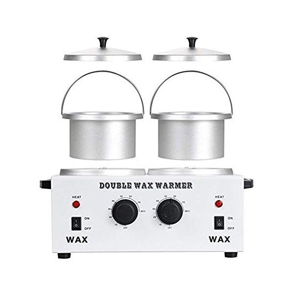 WWaxHeater Chauffe Cire Professionnel Double Pot Cheveux Suppression Réchauffeur de Cire, Électrique Chauffe Cire Machine Fas