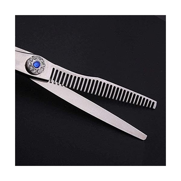Ciseaux de barbier diamant bleu 6 pouces, ensemble de ciseaux de coiffure, frange coupée à plat + ciseaux à dents, ensemble d