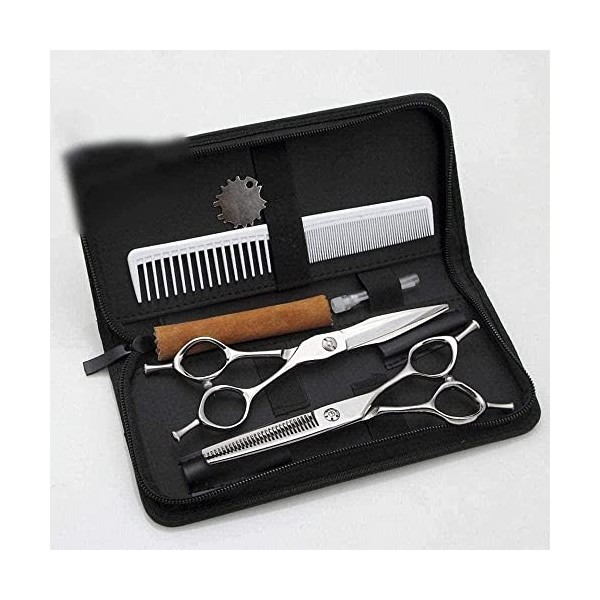 Ciseaux de coiffeur de 15,2 cm - Ciseaux de coiffure + ciseaux plats - Ciseaux combinés - Outils de coiffure professionnels p