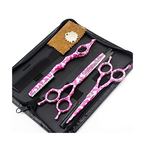 ciseaux de coiffeur Ciseaux de Coupe de Cheveux, 5.5 pouces Professionnel Japon 440c acier 4 pcs Rose Céramique ciseaux de ch