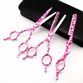 ciseaux de coiffeur Ciseaux de Coupe de Cheveux, 5.5 pouces Professionnel Japon 440c acier 4 pcs Rose Céramique ciseaux de ch