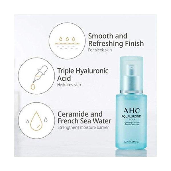 AHC Sérum Hydratant Aqualuronique Visage Soin Coréen 30 ml