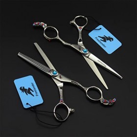 LIUSU Ciseaux incurvés, Ensemble de Ciseaux de Coiffure, kit doutils de Coupe de Cheveux de 6,0 Pouces, Ciseaux à effiler Pr