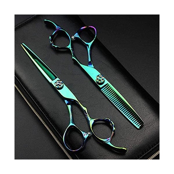 Ciseaux de coiffure professionnels 440c classiques 6 pouces, anneau vert, ciseaux de Salon de coiffure, coupe de cheveux, cis
