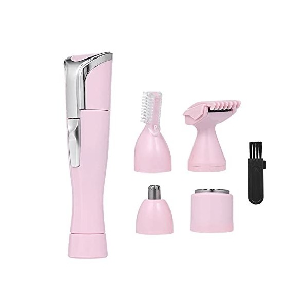 FURLOU Tondeuse à poils de nez, rose 4 en 1 portable nez cheveux tondeuse électrique oreille nez barbe sourcil cheveux coupe 