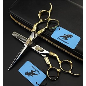 KOAIEZ Ensemble De Coupe De Coupe De Coupe De 6,0 Pouces Gold Salon, Coiffure De Coiffure en Acier Inoxydable Ciseaux De Cou