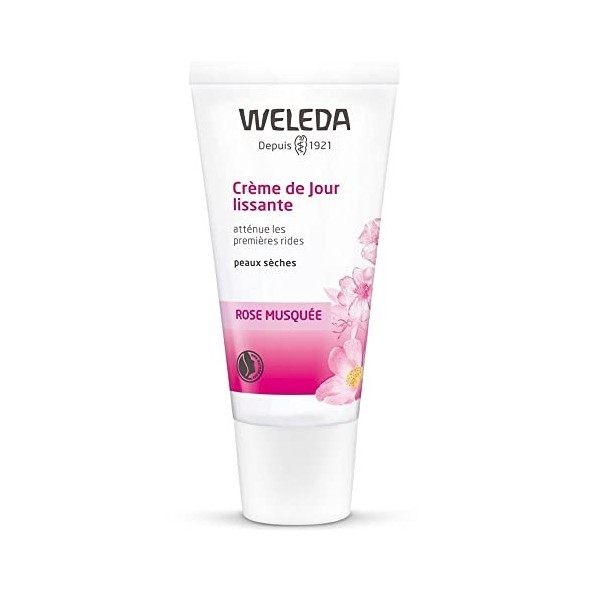 WELEDA - Crème de Jour Lissante à la Rose Musquée - Peaux Sèches - Atténue les Premières Rides - Tube 30 ml