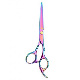 6 Inch Lightweight Barber Hairdressing Scissors Professional Sharp Hair Scissors Rainbow Titanium Coating Lightweight Haircut