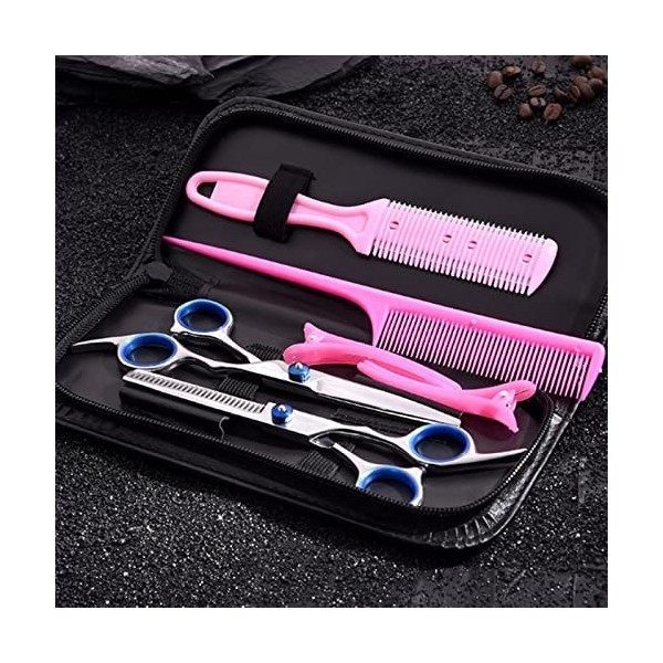 Black Hairdressing Scissors Set 6 Inch Hair Cutting Thinning Scissors Kit for Men Women Kids Home Salon Barber