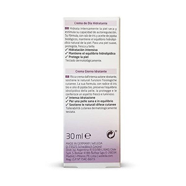 traitement giorno tonificante iris idratazione intensa per pelle secca 30 ml