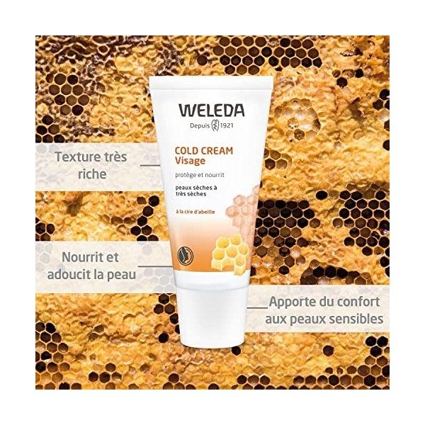 WELEDA - Cold Cream Visage - Crème Visage à la Cire dAbeille - Peaux Sèches à Très Sèches - Tube de 30&nbsp;ml Crème Jour et Nuit