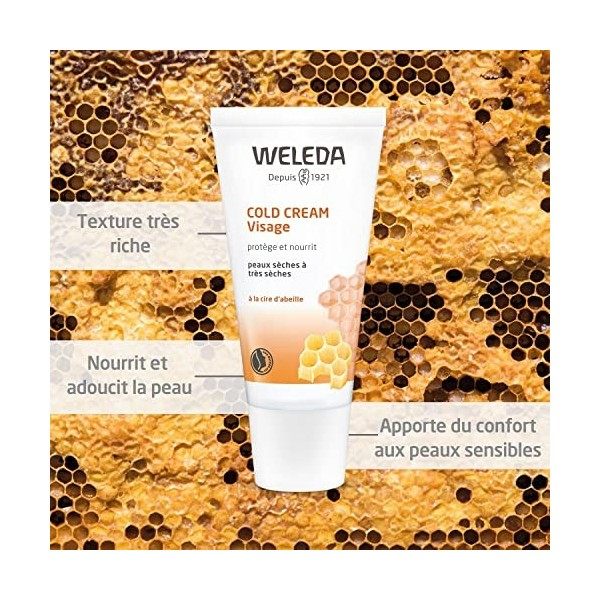 WELEDA - Cold Cream Visage - Crème Visage à la Cire dAbeille - Peaux Sèches à Très Sèches - Tube de 30 ml