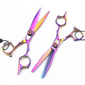 Ciseaux de coupe de cheveux, 5,5 pouces 440c acier arc-en-ciel ciseaux à cheveux salon de coupe de cheveux barbier ciseaux à 
