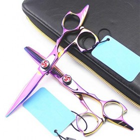 Ciseaux de coupe de cheveux, 5,5 pouces 440c acier arc-en-ciel ciseaux à cheveux salon de coupe de cheveux barbier ciseaux à ...