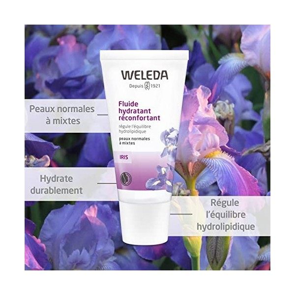 WELEDA - Fluide Hydratant Réconfortant à lIris - Peaux Normales à Mixtes - Tube 30&nbsp;ml Crème Jour et Nuit