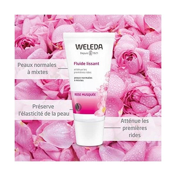 WELEDA - Fluide Lissant à la Rose Musquée - Peaux Normales à Mixtes - Atténue les Premières Rides - Tube 30&nbsp;ml Crème Jour et ...