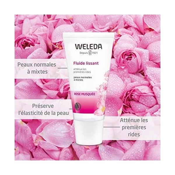 WELEDA - Fluide Lissant à la Rose Musquée - Peaux Normales à Mixtes - Atténue les Premières Rides - Tube 30 ml