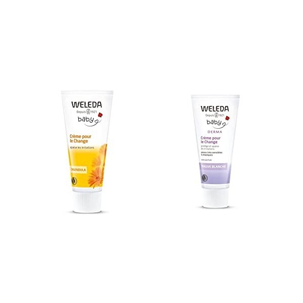 WELEDA - Crème pour le Change au Calendula - Recommandée par les Pédiatres - Apaise les Irritations - Tube 75&nbsp;ml & Crème pour...