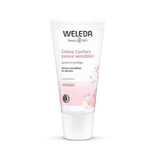 WELEDA - Crème Confort Peaux Sensibles à lAmande - Peaux Sèches, Atopiques - Apaise et protège - Sans Parfum - Tube 30 ml Crè...