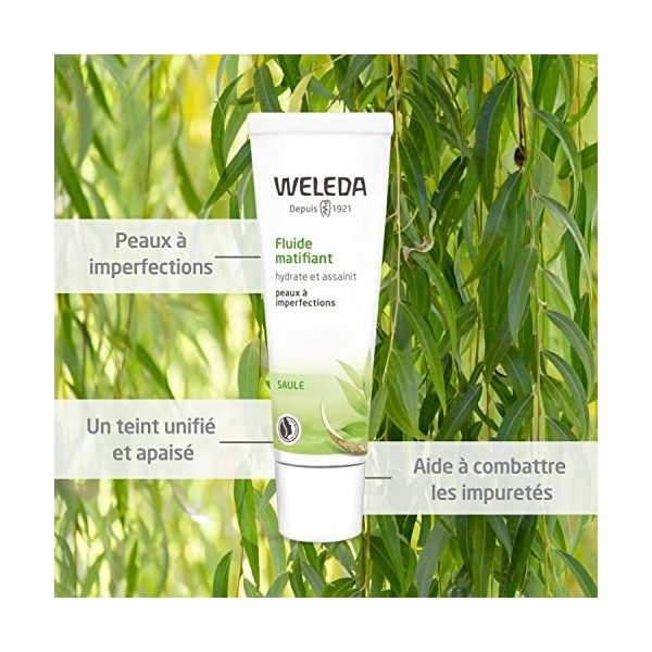 Weleda - Fluide Matifiant - Crème Fluide Hydratante Visage pour Peaux à Imperfections - Tube de 30&nbsp;ml Crème Jour et Nuit