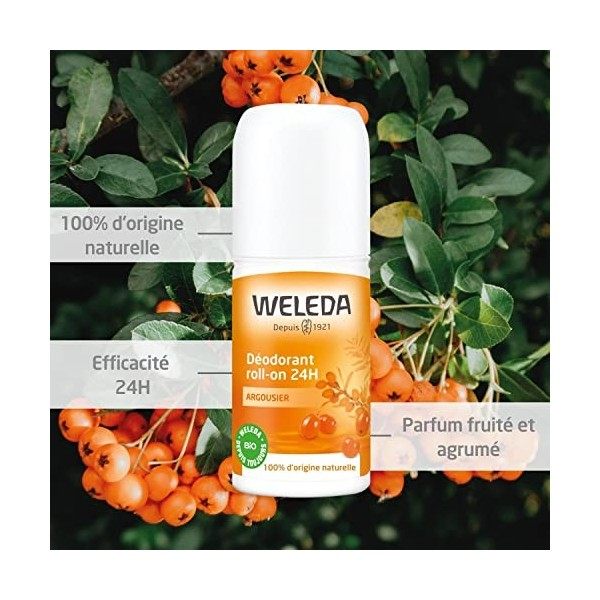 Weleda - Déodorant Argousier Roll-on 24H - 50 ml Crème Jour et Nuit