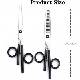 Kit de ciseaux de coupe de cheveux 6 pouces ciseaux de coiffure en acier inoxydable noir cisailles plates amincissant les cis