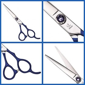 Kit de ciseaux de coupe de cheveux 6,0 pouces bleu ensemble de ciseaux de barbier professionnel en acier inoxydable ciseaux à...