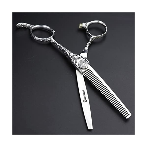 KOAIEZ Ciseaux De Coupe De Cheveux Professionnels De 6,0 Pouces Argent , Cisaillements De Coiffure Multifonctionnels 440C en