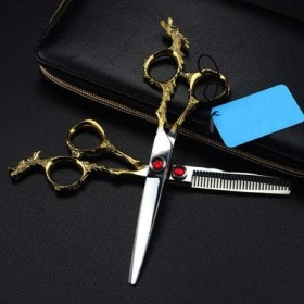 Ensemble de Ciseaux à Cheveux 6 Pouces Coupe Amincissante Outil de Coiffure Salon de Coiffure cisailles Lame à Dents Plates r