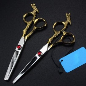 Ensemble de Ciseaux à Cheveux 6 Pouces Coupe Amincissante Outil de Coiffure Salon de Coiffure cisailles Lame à Dents Plates r