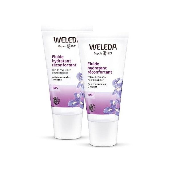 WELEDA - Duo Fluide hydratant réconfortant à lIris - Peaux normales à mixtes - Régule léquilibre hydrolipidique - Certifié C...