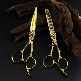 Ciseaux de coupe de cheveux, 6 pouces professionnels 440c en acier doré, ciseaux de coupe de cheveux, ciseaux de coupe de bar...