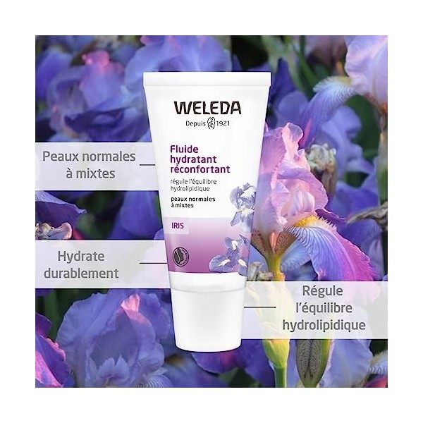WELEDA - Duo Fluide hydratant réconfortant à lIris - Peaux normales à mixtes - Régule léquilibre hydrolipidique - Certifié C...