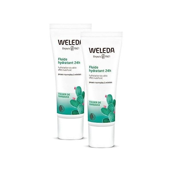 WELEDA - Duo Fluide hydratant 24h au Figuier de Barbarie - Peaux normales à mixtes - Vegan*- Certifié Natrue**- Tube 30 ml x ...