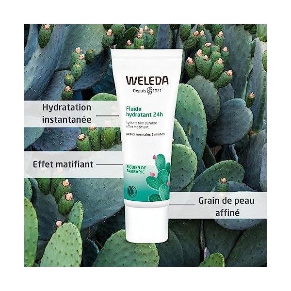 WELEDA - Duo Fluide hydratant 24h au Figuier de Barbarie - Peaux normales à mixtes - Vegan*- Certifié Natrue**- Tube 30 ml x ...