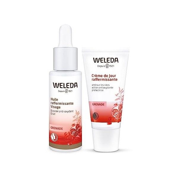 WELEDA - DUO rituel visage raffermissant - Crème de jour raffermissante à la Grenade + Huile raffermissante visage - Vegan*- ...