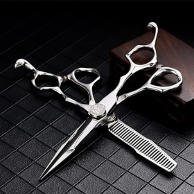 Ciseaux de coupe de cheveux, ciseaux de coiffeur de 6 pouces Japon 440C Ciseaux de coiffeur à dents plates Ensemble de ciseau