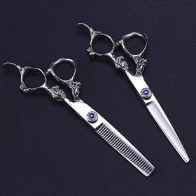 Ciseaux de barbier ensemble de ciseaux de coiffure professionnels 440C 14 Cm noir barbiers de Salon ou usage domestique Rasag...