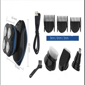 Générique Rasoir de tête for Hommes, Coupe-Cheveux Humide/sèche 4, Rasoir Rotatif Rechargeable 5d